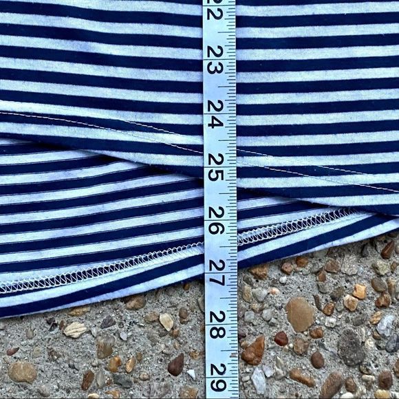 Rain Striped Nautical Hamptons Gold Embroidered Blue & White Tank Top Size M - Picture 4 of 7